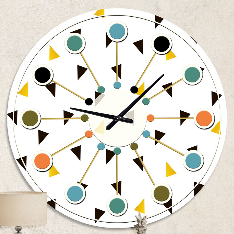 Horloge murale moderne Mid-Century tendance noire et dorée tendance, Moyenne
