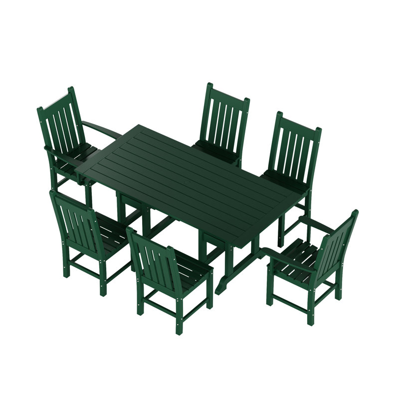 Ensemble de salle à manger rectangulaire pour 6 personnes 70 "" Laguna, Vert foncé
