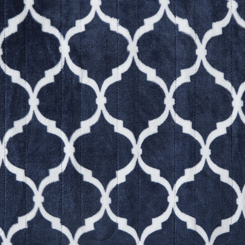 Indigo and White Oversized Plush Heated Throw Blanket 60x70"