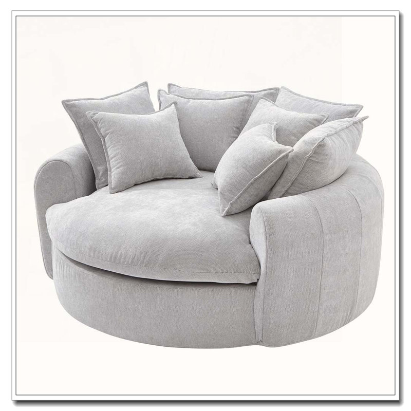 Fauteuil d'appoint rembourré en tissu chenille, Gris clair