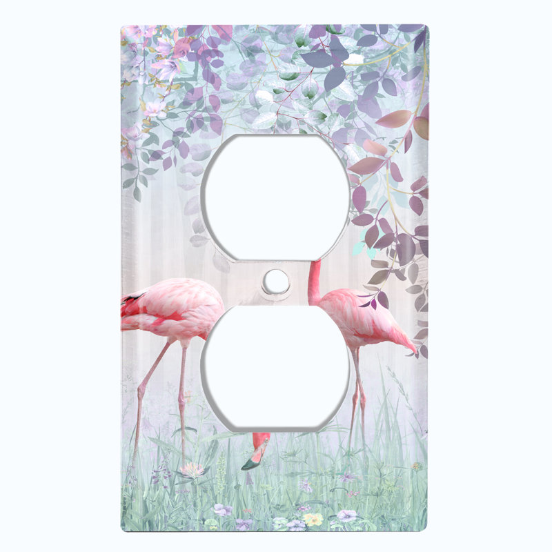Plaque murale flamenco à 1 bande Flamingo Family Flowers
