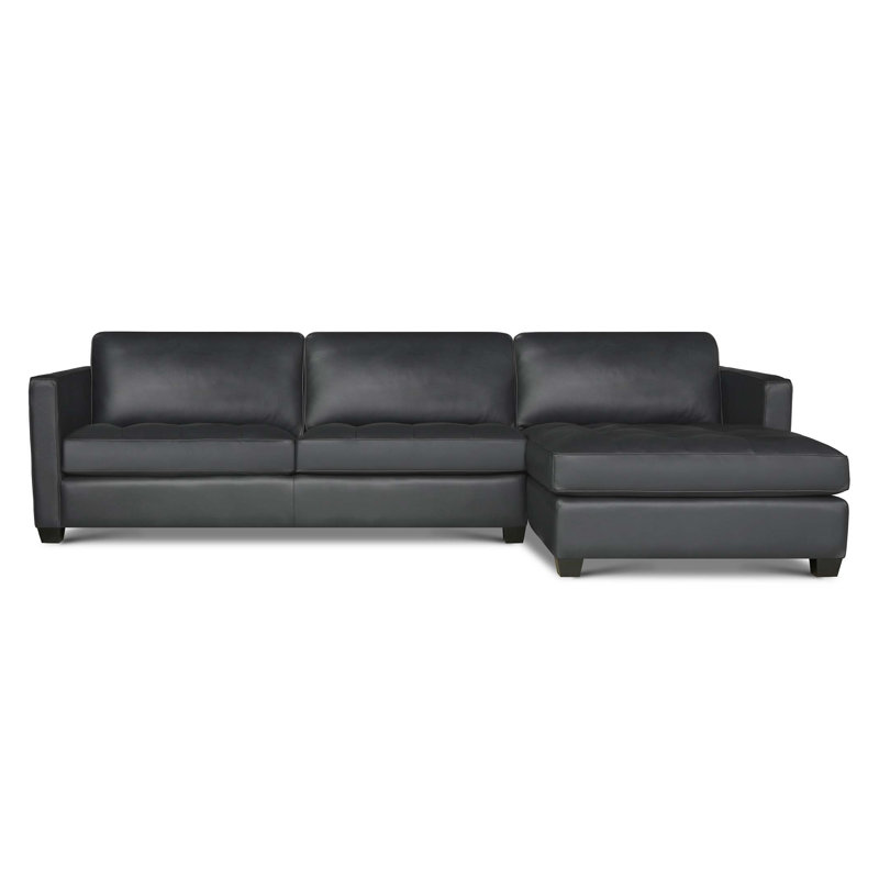 Arizona Chaise Sectional, Right Hand Facing, Cobalt Dreamer Genuine Leather