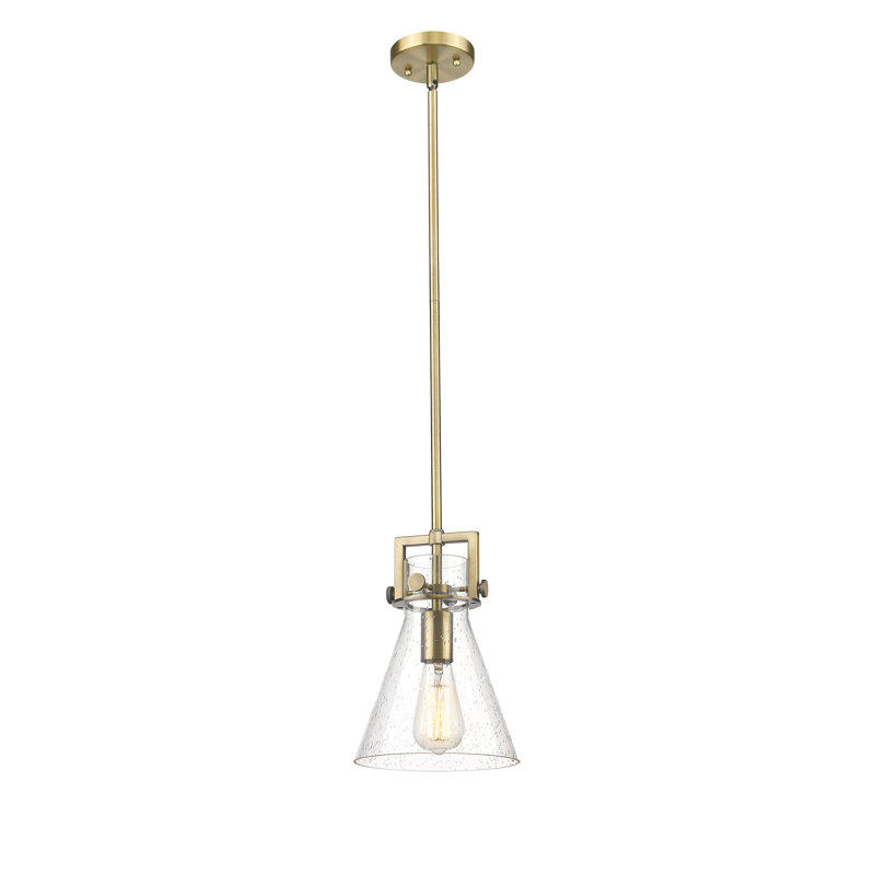 Luminaire suspendu avec tige 30 po Coterie, Laiton brossé, Bullé, H 11,38 po x l 8 po x P 8 po