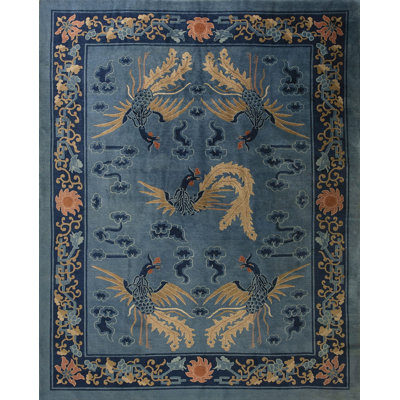 Tapis antique chinois à motif floral chinois des années 1900