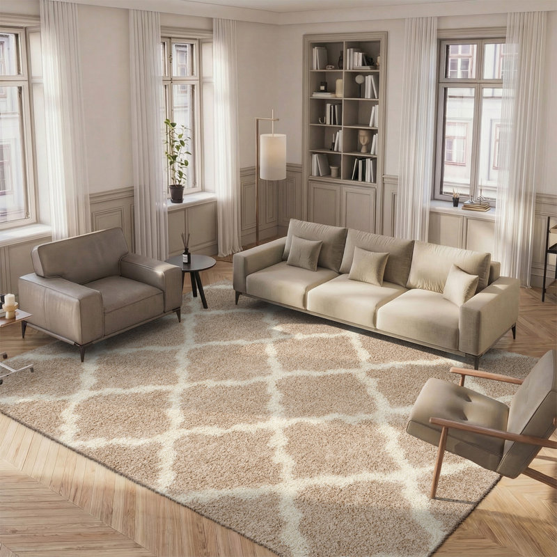 Alonnah Shag Performance Geometric Rug, Rectangle 8' x 10'