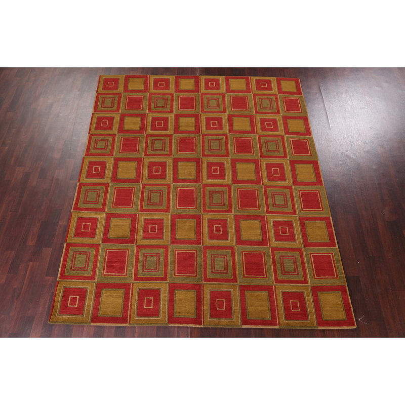 Tapis népalais contemporain en laine noué à la main 8 x 10