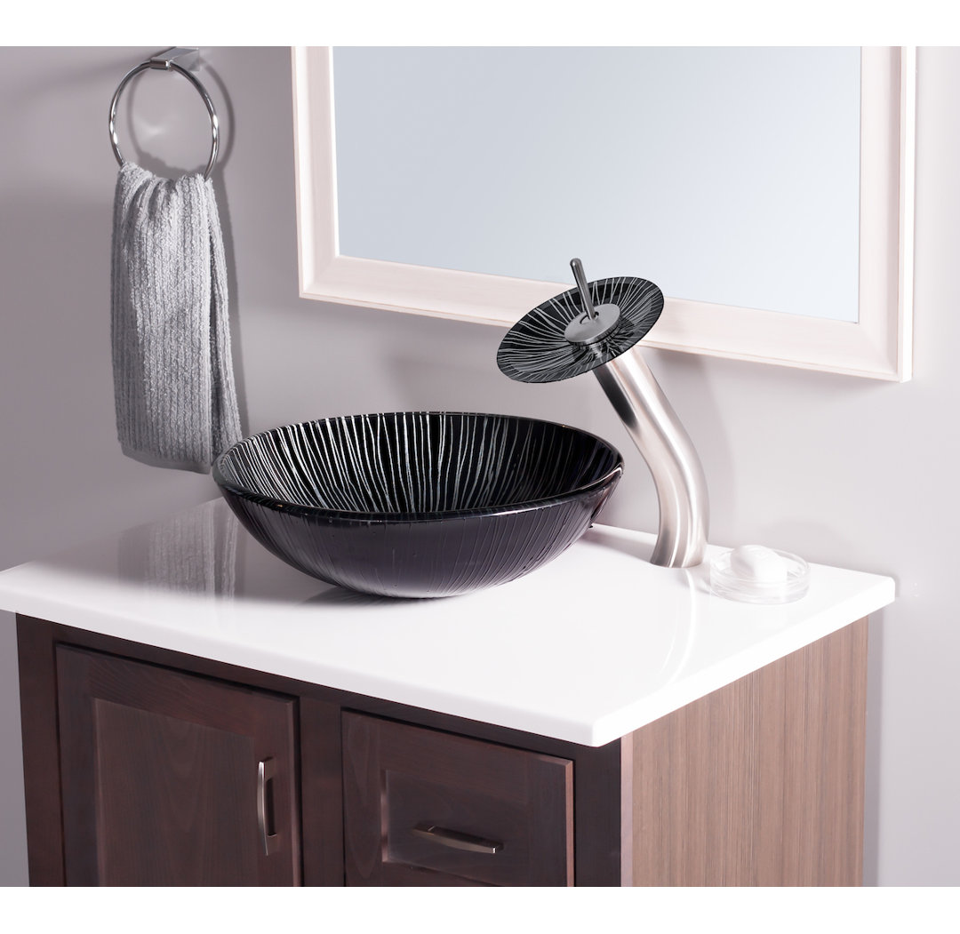 Novatto Godere 16.5'' Glass Circular Bathroom Sink with Faucet Novatto Faucet 