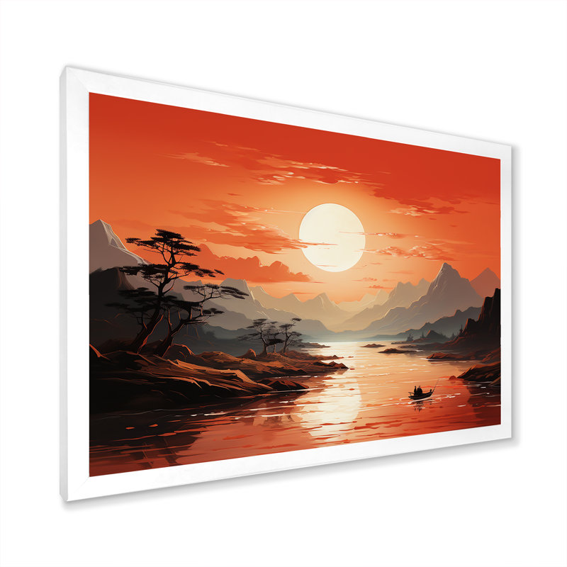 «Sunsets Simplicity Desert Solitude II», reproduction sur toile, Cadre simple blanc, H 12 po x l 20 po x P 1 po