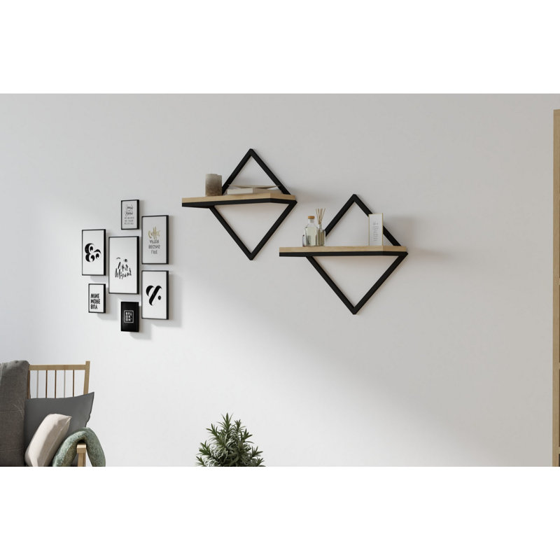 Tablette murale moderne, chêne saphir, 16,9 po x 16,9 po x 5,9 po | 100% panneau de particules enduit de mélamine, épaisseur: 0,7 pouce | Nombreuses tablettes, à fixation murale, idéales pour les décors industriels et de pavillons, solution de range
