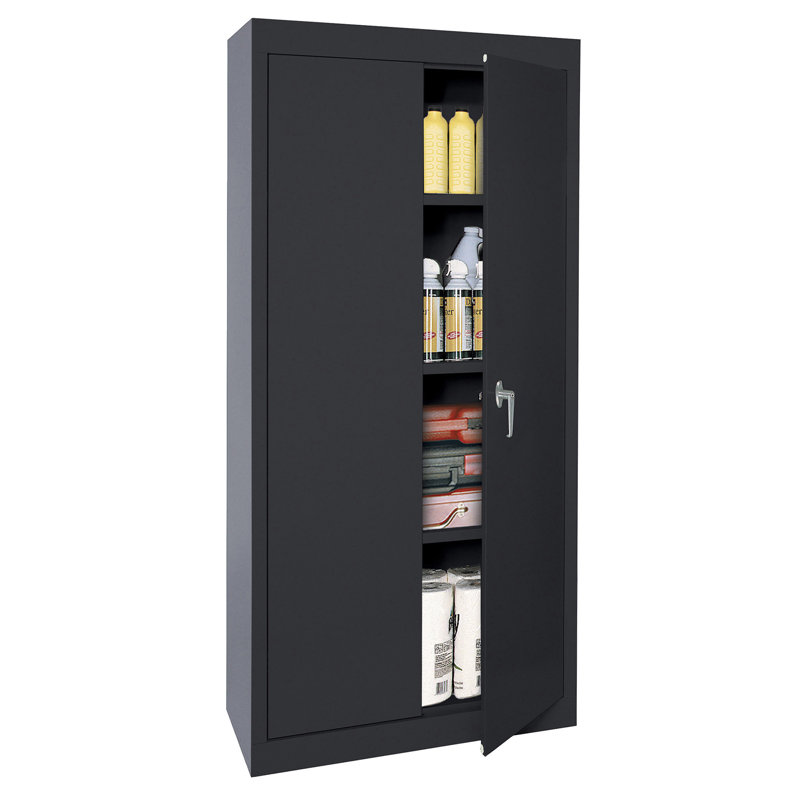 Black 66'' Freestanding Lockable Steel Office Cabinet