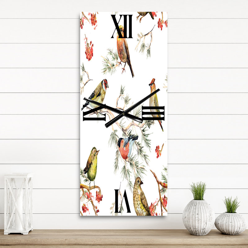 Horloge murale forêt oiseaux sur branches, Grand