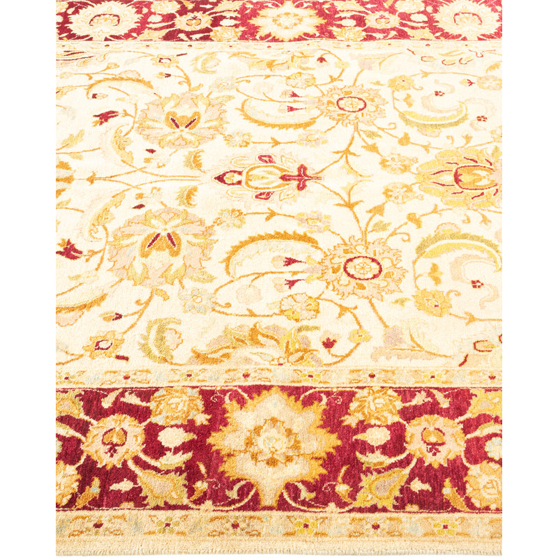 Tapis unique en laine noué à la main 4 pi 6 po x 7 pi 4 po nouvel âge Hayner