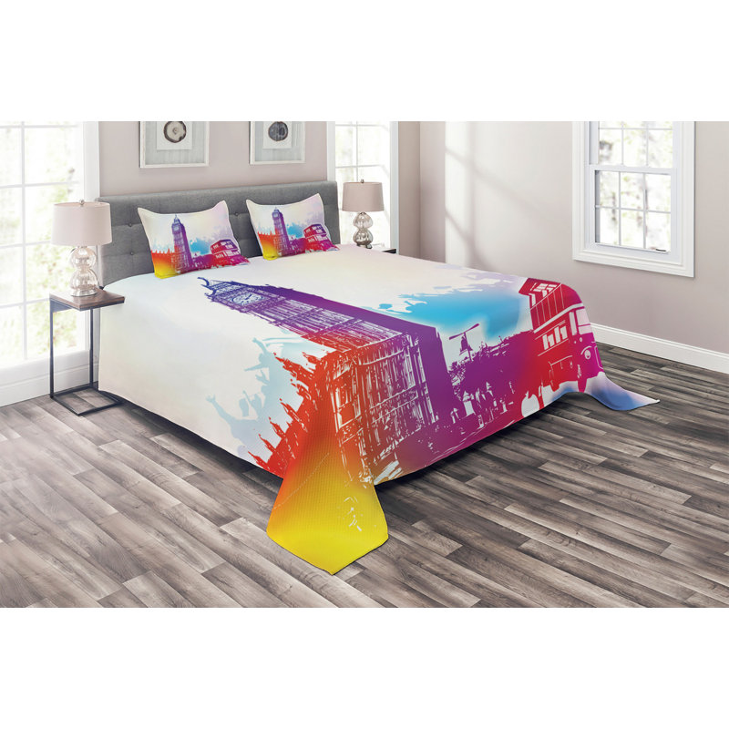 Eclectic Polyester Coverlet, King Bedspread + 2 Shams