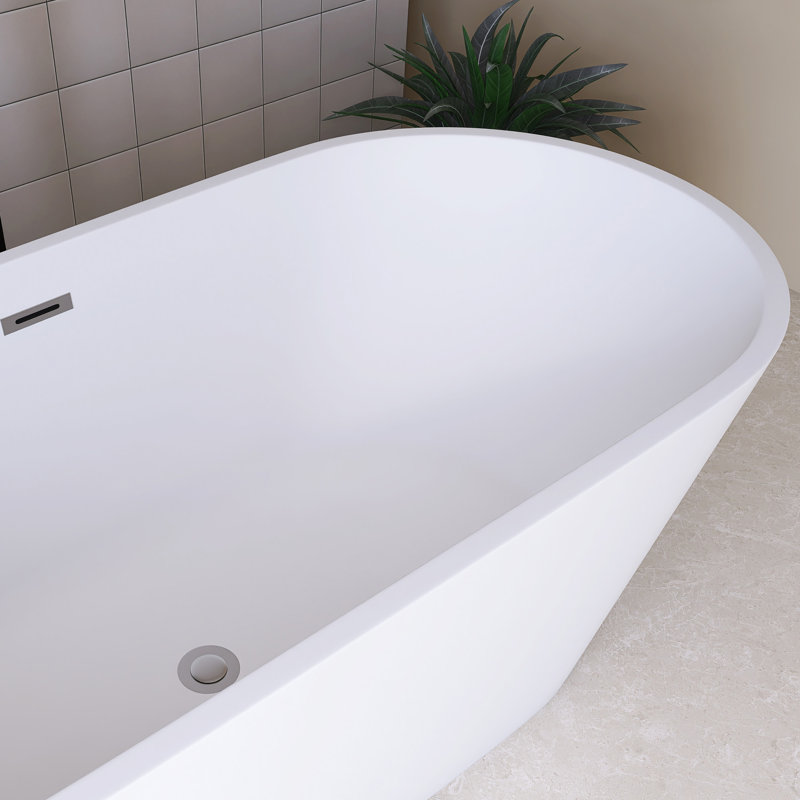 Baignoire de trempage autoportante en acrylique 63 po au fini blanc brillant 63 po
