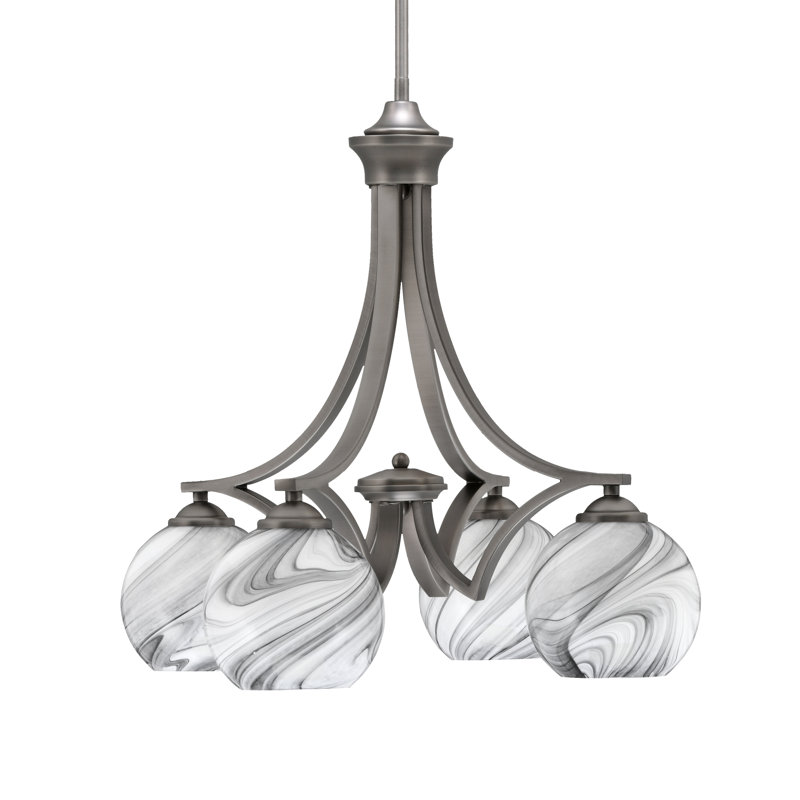 Lustre 4 lumières Zilo avec verre à onyx 5,75 po Zilo, Graphite