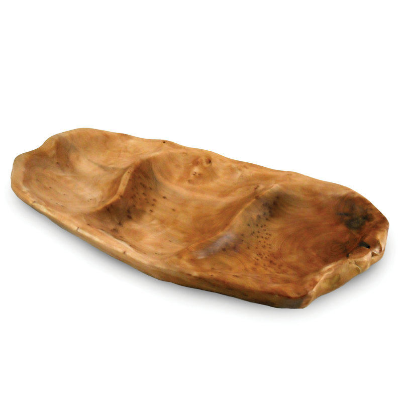 Plateau en bois à 3 sections 14 po x 7 po Root Wood