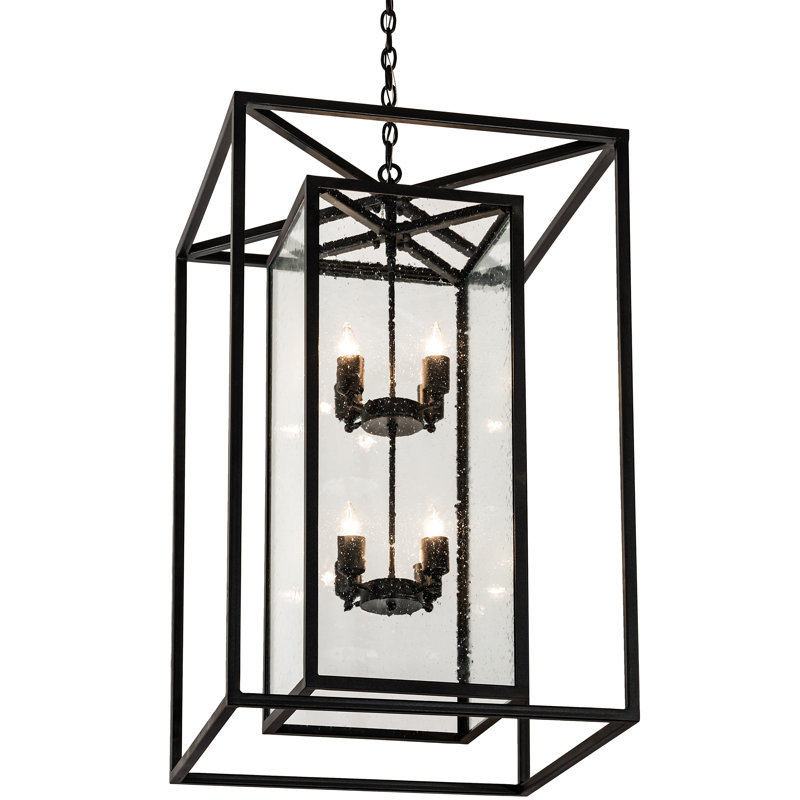 Kitzi Black and Clear Glass 8-Light Indoor/Outdoor Chandelier