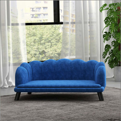 Canapé en velours pour chien avec pieds robustes et coussin moelleux