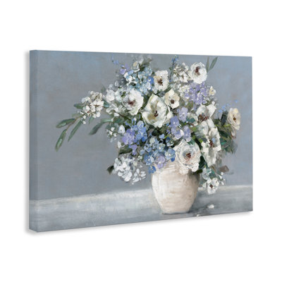 Elegant Blooms on Blue Canvas, design by Sally Swatland