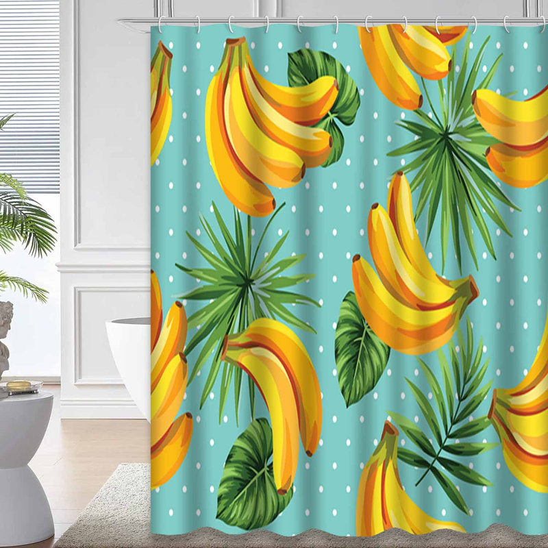 Rideau de douche à motif de feuilles de palmier tropical avec 12 crochets, L 72 po x l 84 po