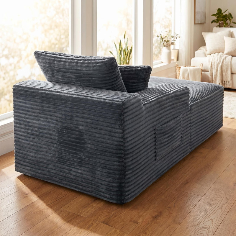 Canapé modulaire gris en velours côtelé, fauteuil d'appoint sans accoudoirs pour salon, Gris