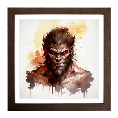 Werewolf Watercolour - Single Picture Frame Print on Wood