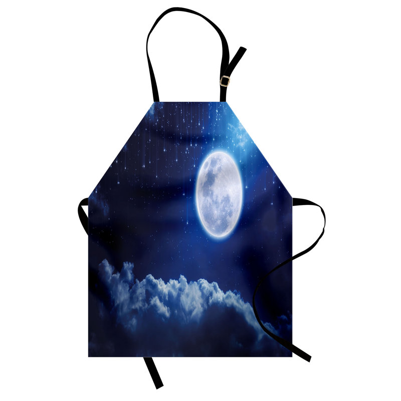 Tablier East Urban Home Moon, cuisine de jardinage, taille adulte, bleu indigo / blanc