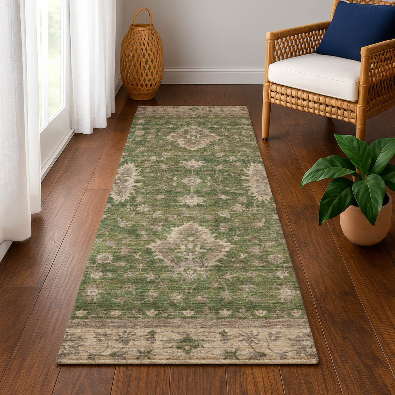 Premium Machine Washable Bucz AMF1739 Border Rug, Runner 2'3" x 7'6"