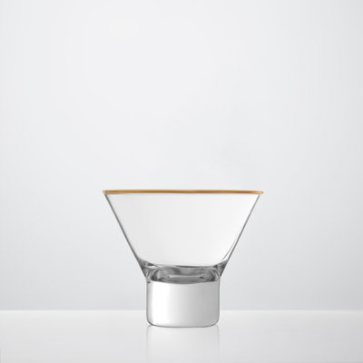 Retro Gold Rim Stemless Martini Glass Set of 2 Cocktail Glasses Drinking Glasses with Elegant Barware