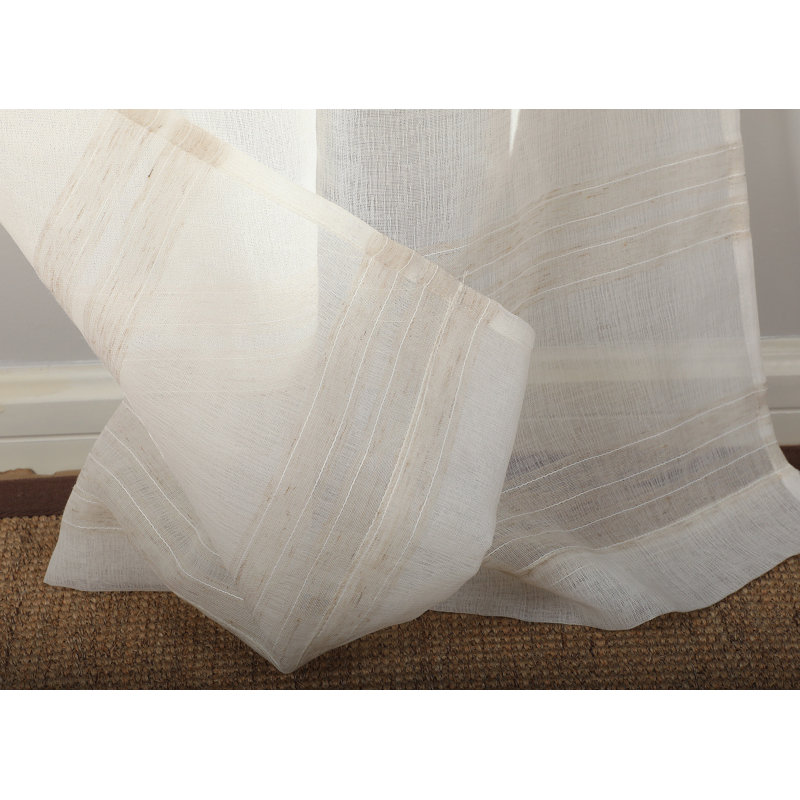 Keyonah Striped Sheer Curtains Pair