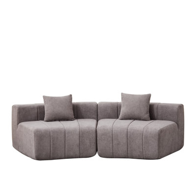 Chenille Curved Sectional Sofa With 2 Pillows