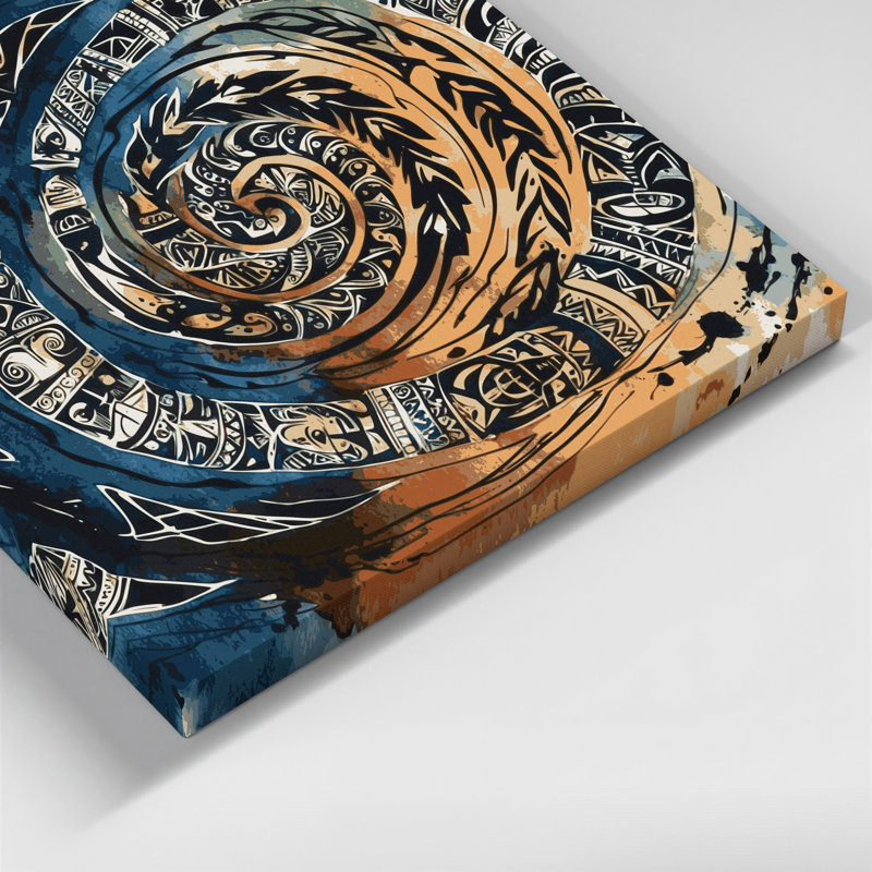 Art hawaïen, symboles anciens sur toile grise, H 16 po x l 20 po