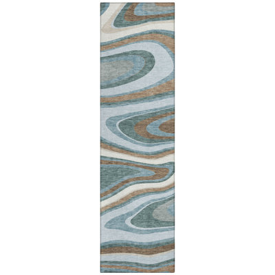 Machine Washable Indoor/Outdoor Chantille ACN2494 Abstract Rug