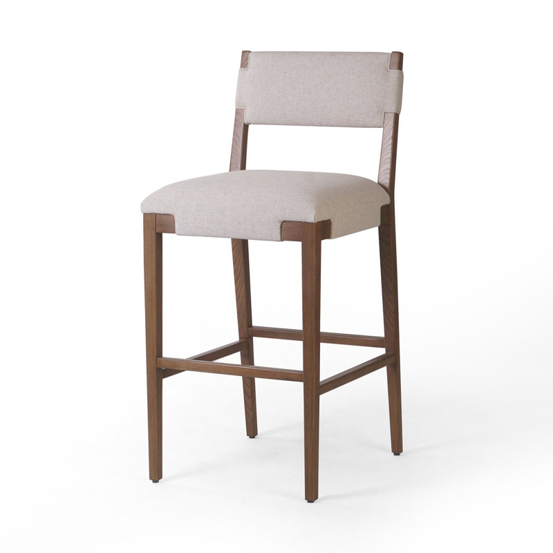 Tamari Stool-Sonoma Chestnut-Bar, Bar Stool (31.26" Seat Height), Cream Linen Blend, Brown