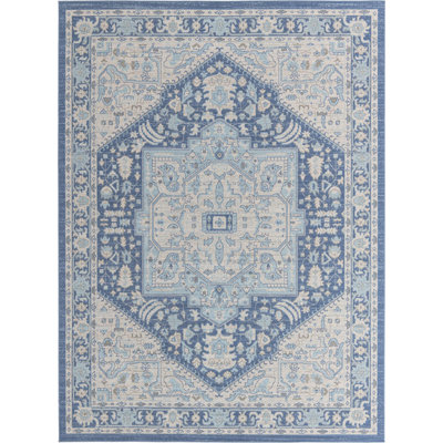 Tapis bleu traditionnel Marciel