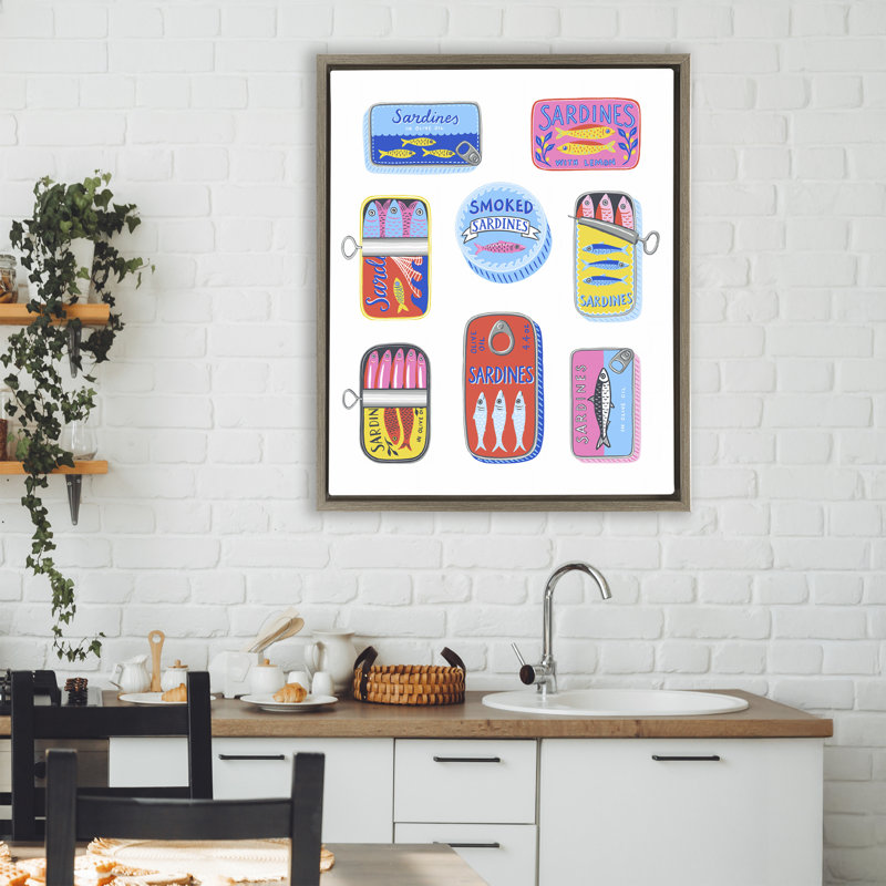 Cadre flottant lumineux et pastel en sardine, design par Bex Morley Design, Brun, H 31 po x l 25 po