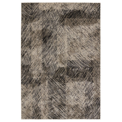 Tapis de couloir abstrait noir / taupe Dairon (2 pi 8 po x 8 pi)