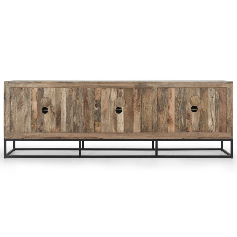 Clint Industrial Loft White Mango Wood Black Metal Base 108'' Sideboard