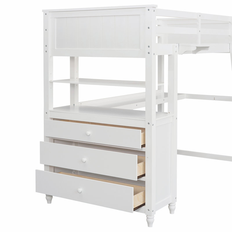 Versatile Twin Loft Bed with Multiple Functions for Space Optimization, White