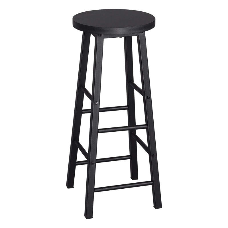 Counter Stool with Metal Frame, Black Seat/Black Frame