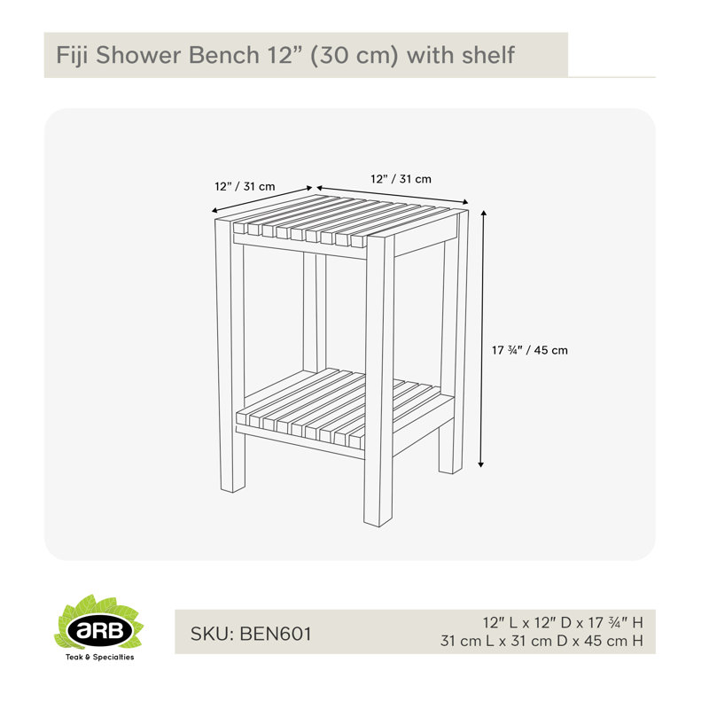 Elli-Anne 12.25'' W Teak Shower Bench
