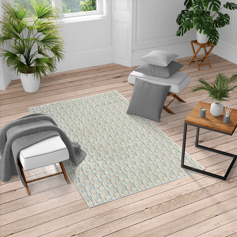 Tapis beige / bleu / blanc, Rectangle 10 pi x 15 pi