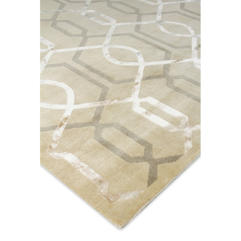 Milano Velvet hand-knotted Wool/Viscose Ivory Area Rug, 6'X9'