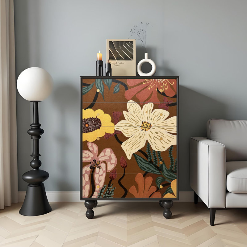 Ceridwen Solid Wood 5 - Drawer Accent Chest