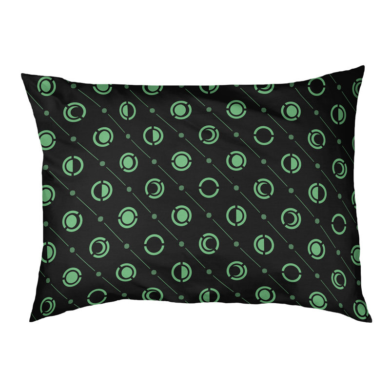 Coussin d’extérieur pour chien moon phases Chenault, Grand (l 50 po x P 7 po x H 40 po), Vert / Noir