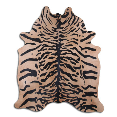 Tapis en peau de vache beige personnalisé