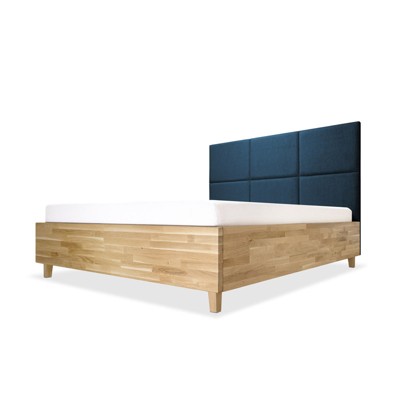 Upholstered Bed, 200 x 200 cm, Blue