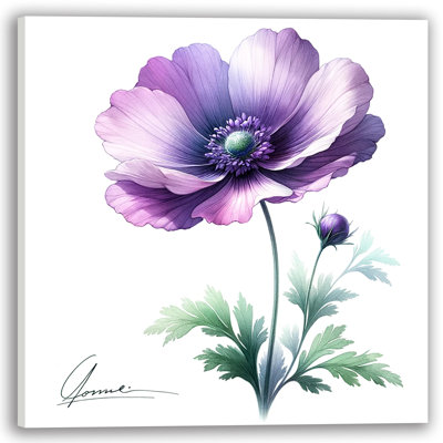 Exquisite Purple Anemone Wrapped Canvas Print
