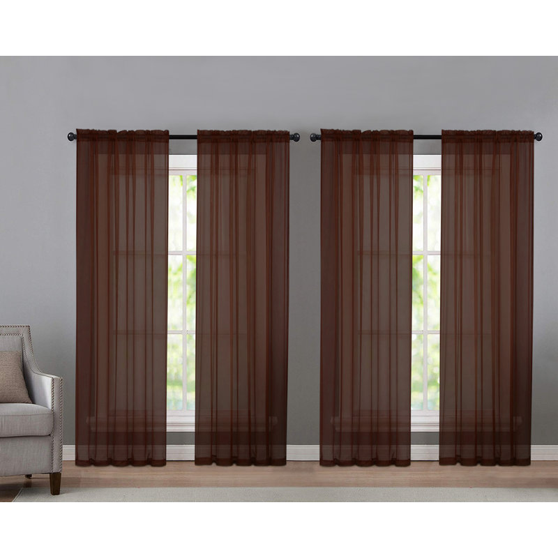 Sarber Polyester Sheer Curtain, Brown