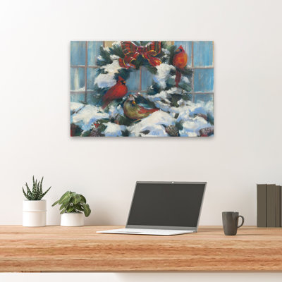 Couronne avec cardinaux - art de Noël cardinal bleu